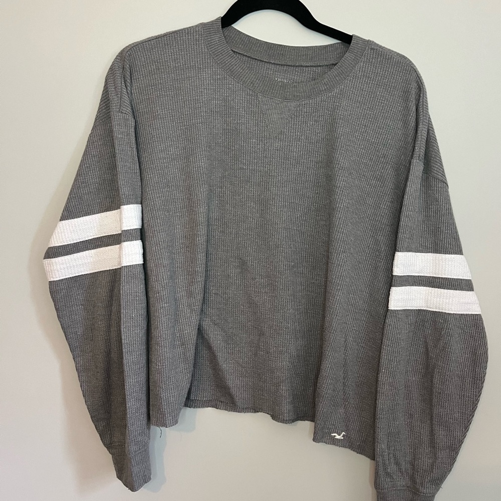 Grey Jersey Style Waffle Knit Sweater - Small